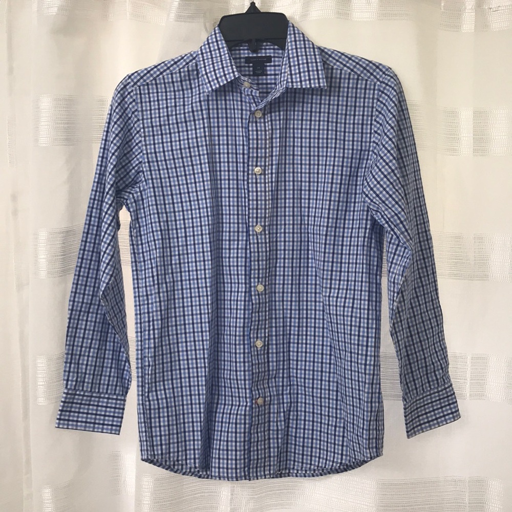 Boys Tommy Hilfiger blue plaid button up